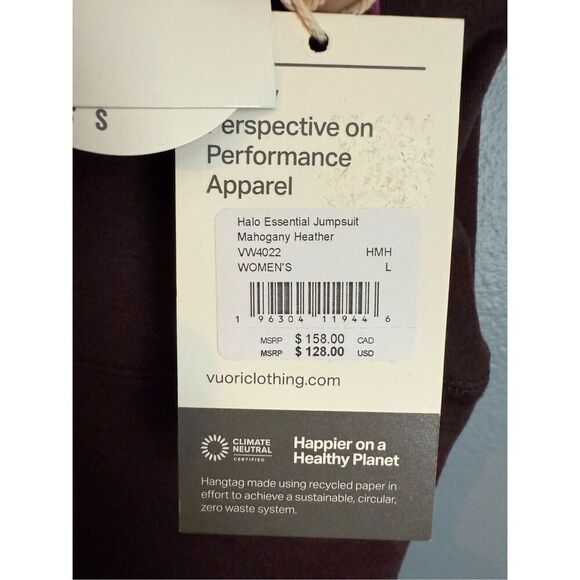 NWT Vuori Halo Essential Jumpsuit Women's DreamKnit™ Jumpsuit - Large - Mahogany - Picture 11 of 12